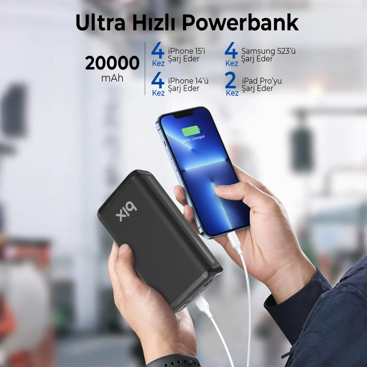 BİX BXPB204 20000 MAH 20W SİYAH POWERBANK