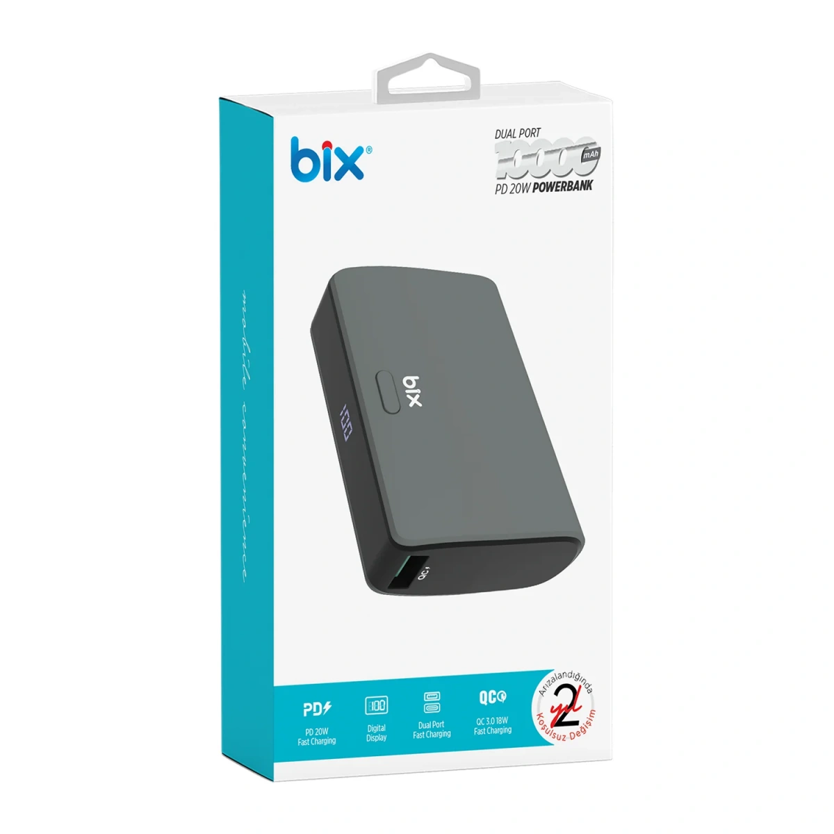 BİX PB106 10000 MAH 20W GRİ POWERBANK