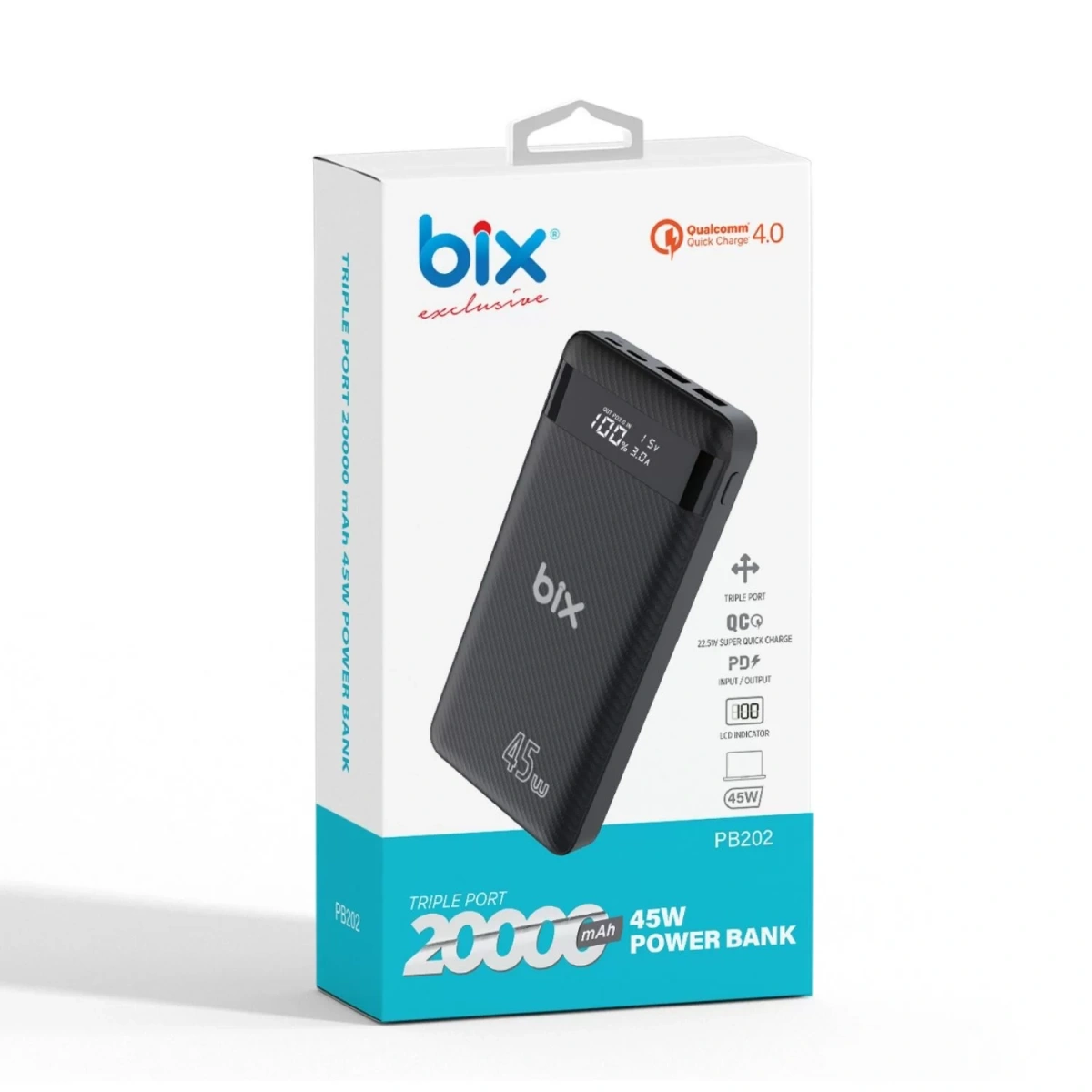 BİX PB202 20000 MAH 45W SİYAH POWERBANK