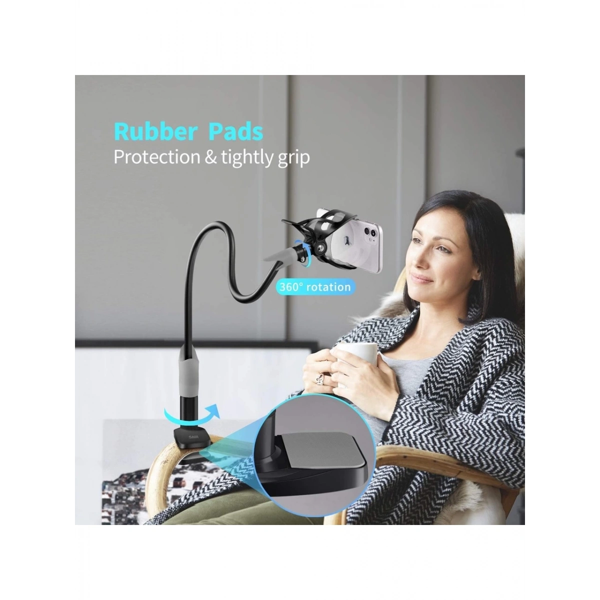 Bix Saıjı Kıstırmalı 95Cm Telefon Tutucu Ivy 3 Siyah