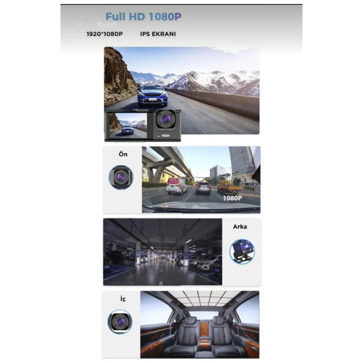 Black Box 3 Kameralı Araç Kamerası YK3518