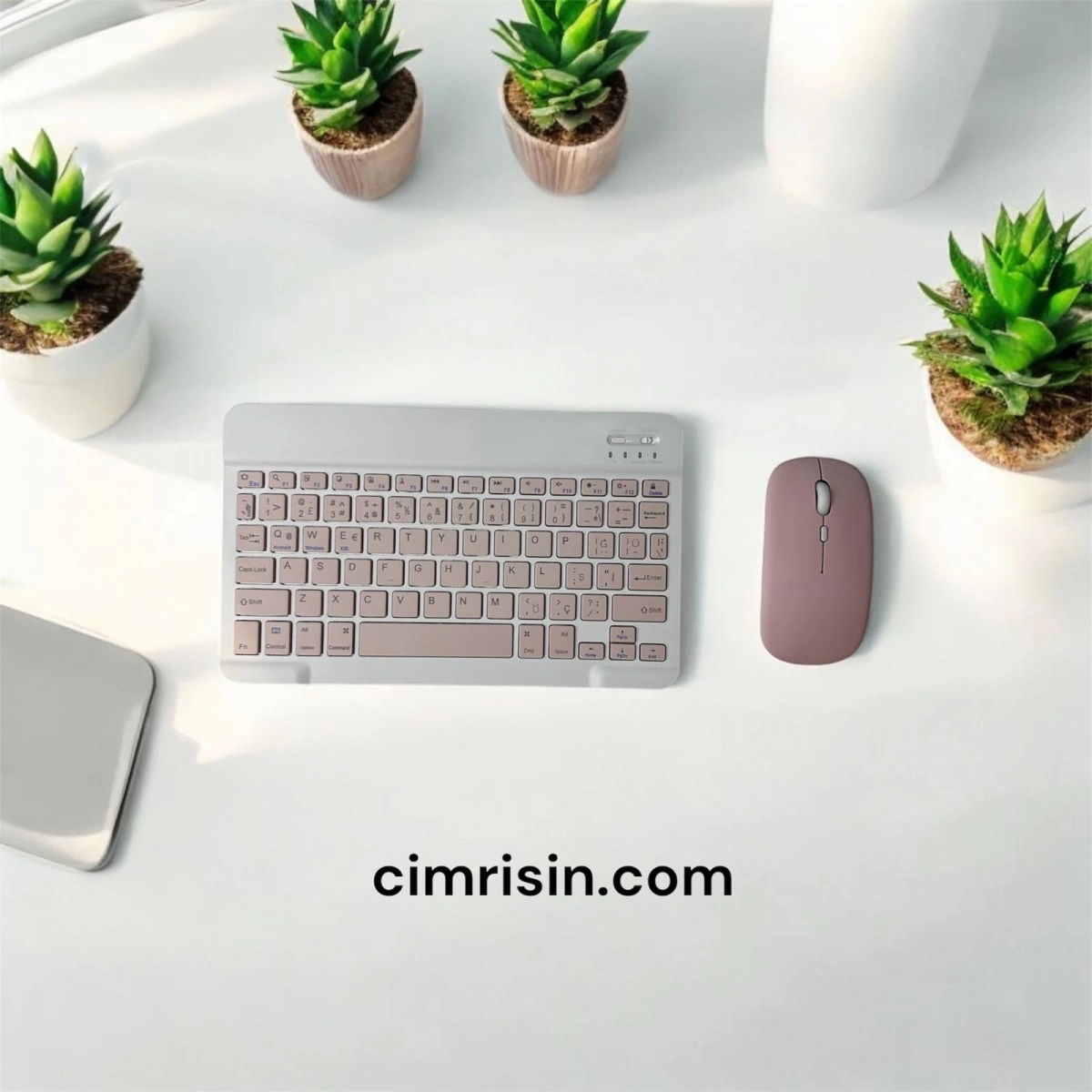 Bluetooth Klavye & Mouse Set Pembe 10 inc