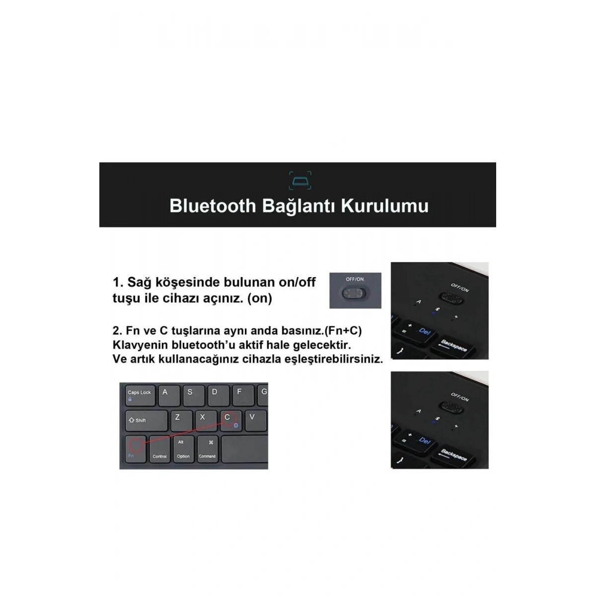 Bluetooth Klavye Touchpad Beyaz