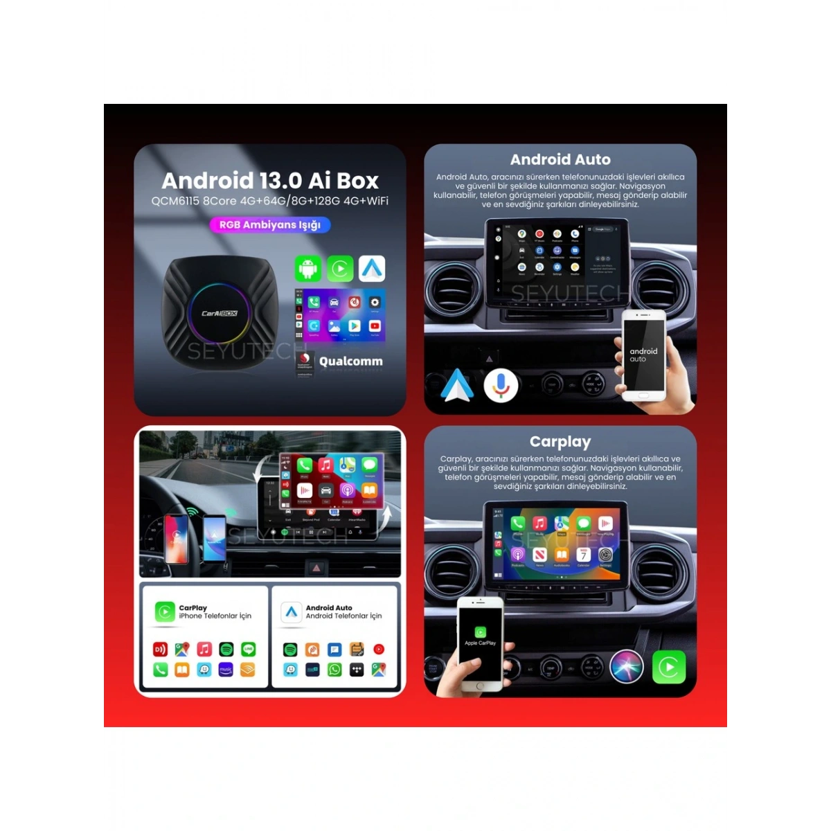 Bmw için 4+64 Gb Sim Kartlı Car Smart Box Carplay