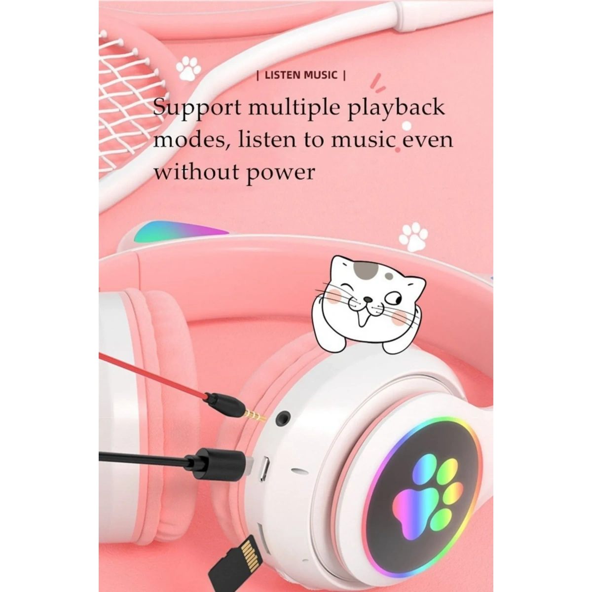 CAT STN-28 KABLOSUZ KAFA ÜSTÜ PEMBE KULAKLIK