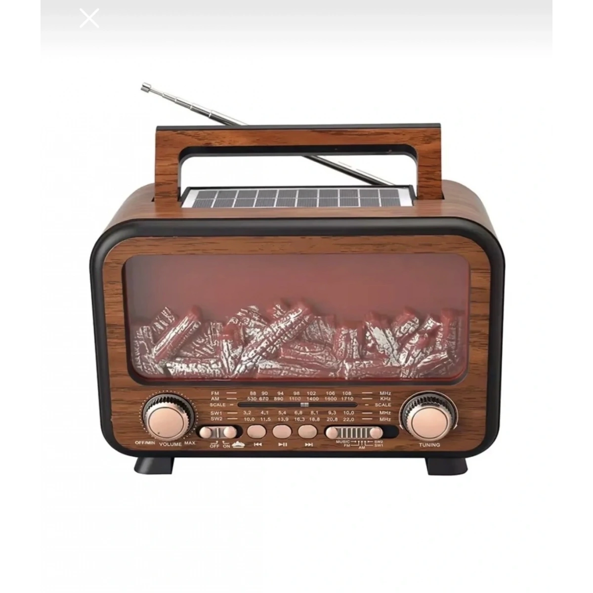 Fp-2393-s Güneş Panelli Şömine Radio Ses Bombası Gold