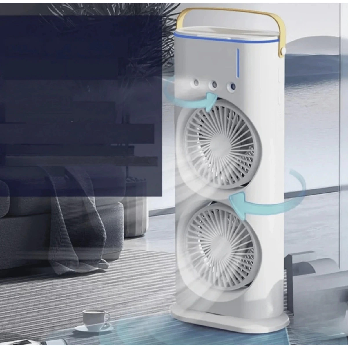 Hr002 Çift Fanlı Su Atan Şarjlı Fan