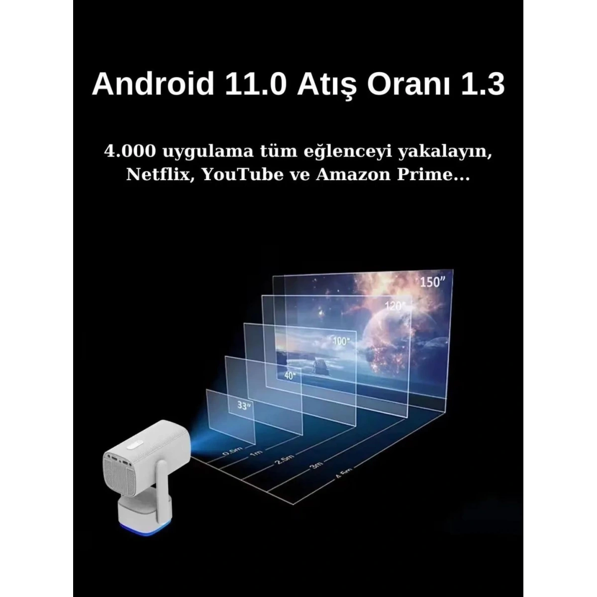 İ-Dragon DR-400 Şarjlı Projeksiyon Beyaz