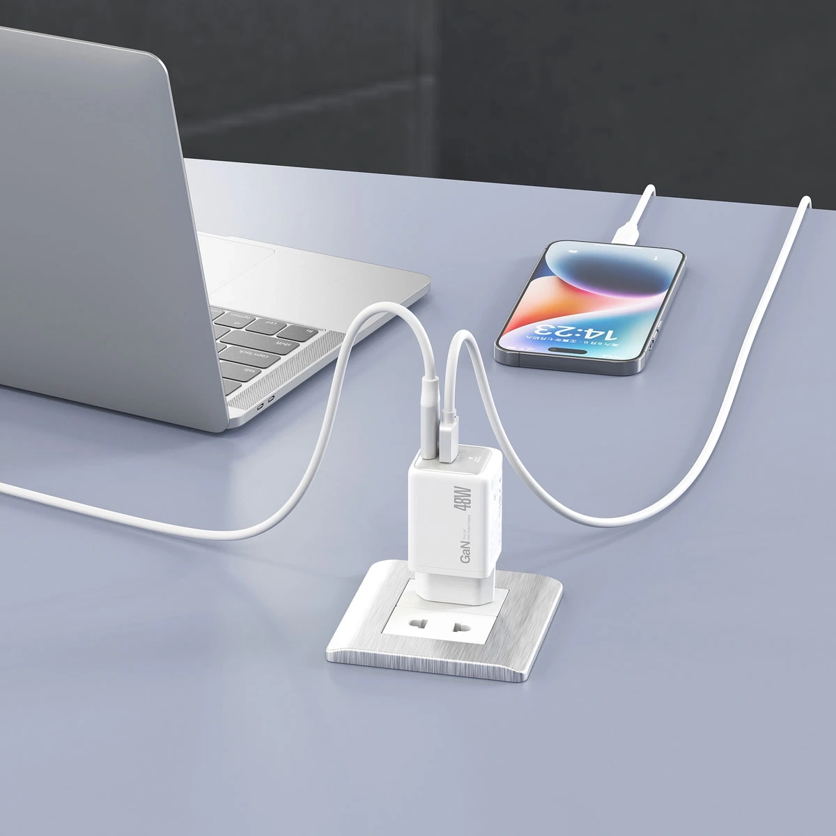 İberry 48W Gan Çift Çıkışlı Şarj Başlığı Hi48 Mini Beyaz