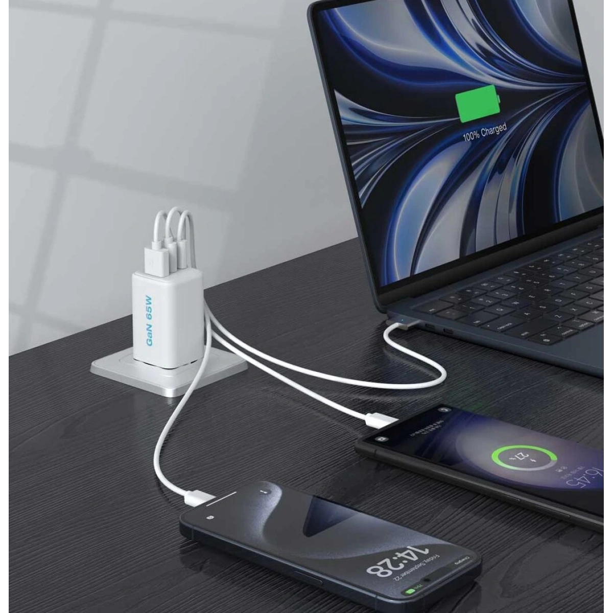 İBERRY 65W TYPE-C VE USB ÇIKIŞLI ADAPTÖR Hİ65