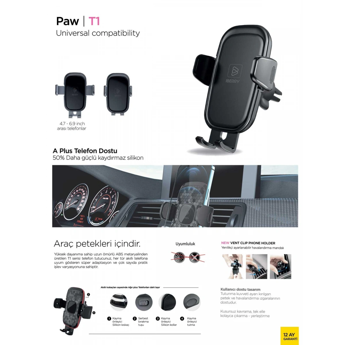 İBERRY PAW V1 KISTIRMALI PETEK İÇİN ARAÇ TUTUCU