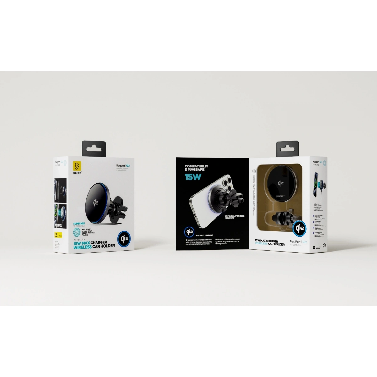 İberry Qi2 15W Magsafe Araç Tutucu