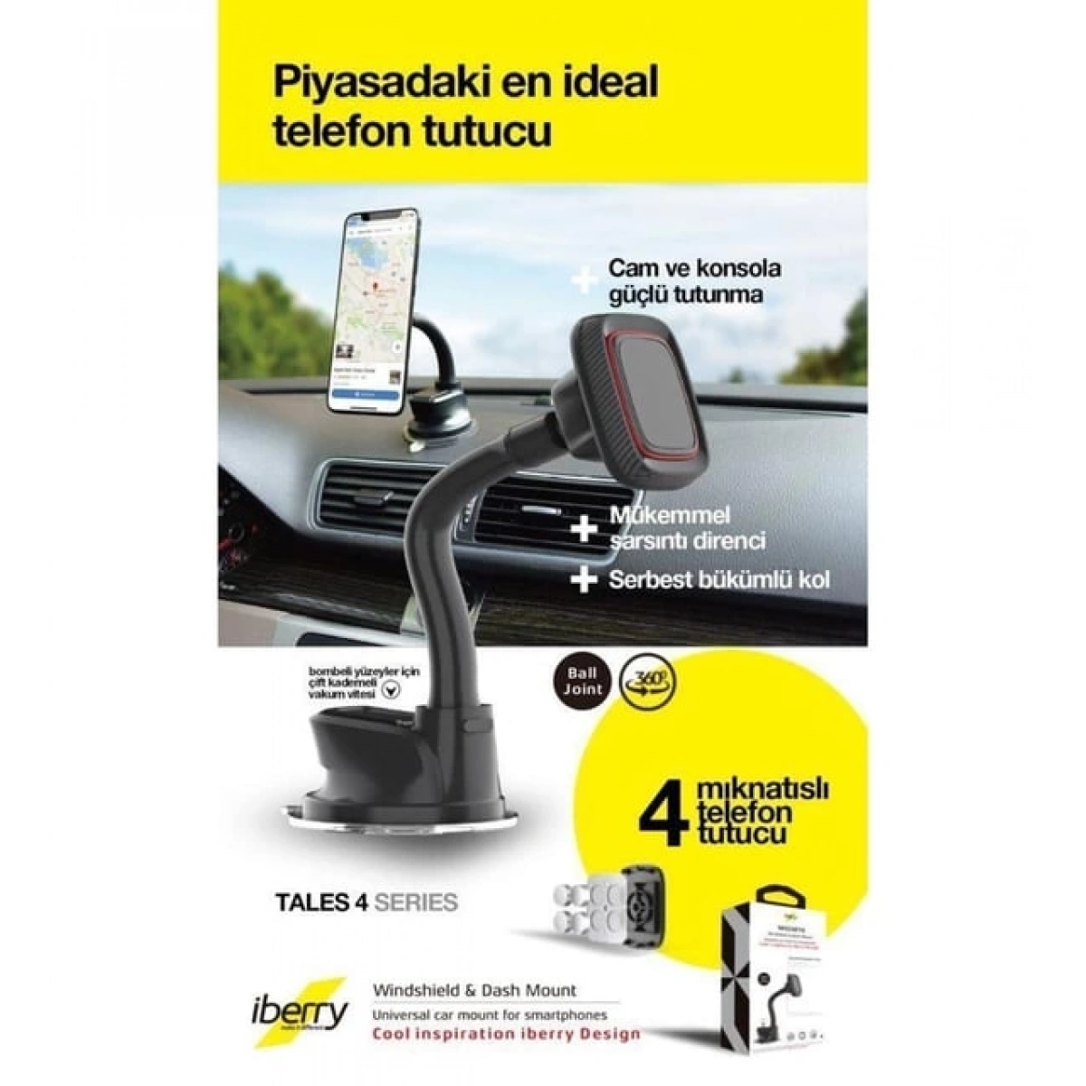 İBERRY TALES 4 MIKNATISLI ARAÇ TUTUCU