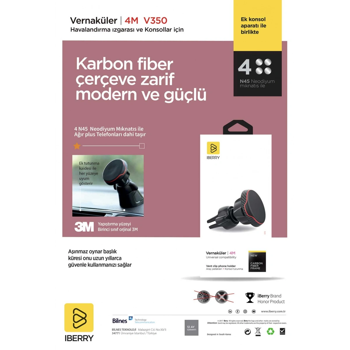 İBERRY VERNAKÜLER 4M V350 MIKNATISLI ARAÇ TUTUCU