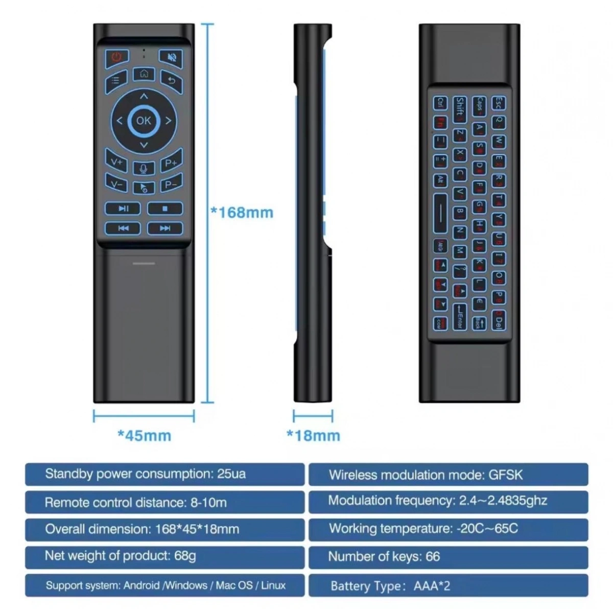iDragon M3 Air Mouse ve Klavyeli Kumanda 2.4G/BT Switch