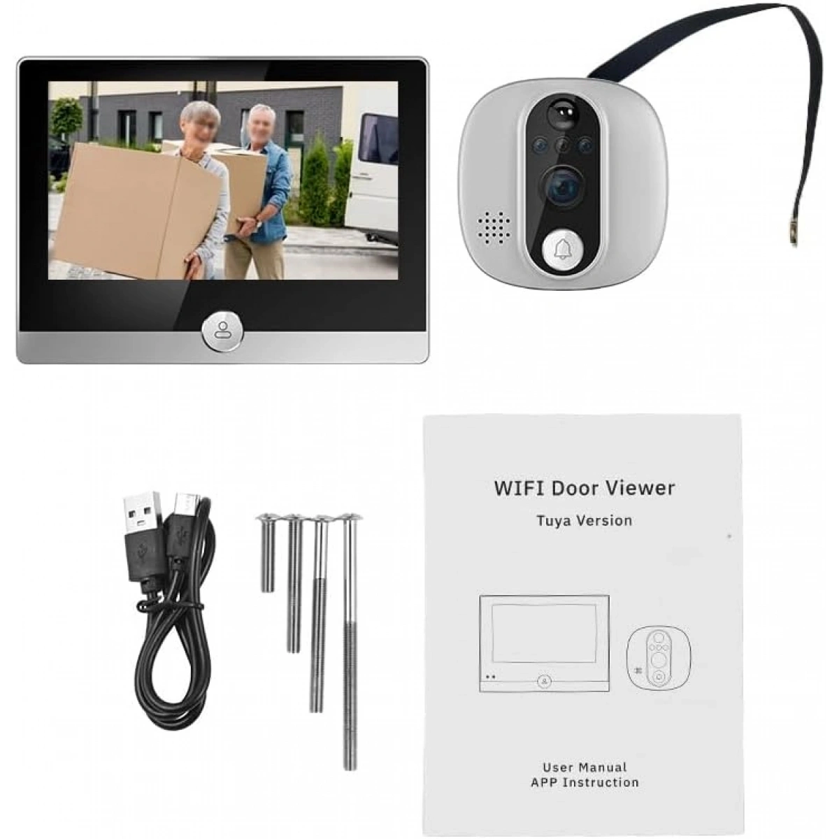 Kayıt Yapabilen Kapı Dürbünü Kamarası KM-19 W1