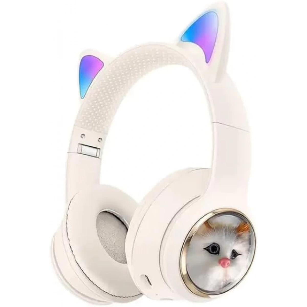 Kedi Kulaklık Akz-09 Kulak Üstü Bluetooth Kulaklık Beyaz