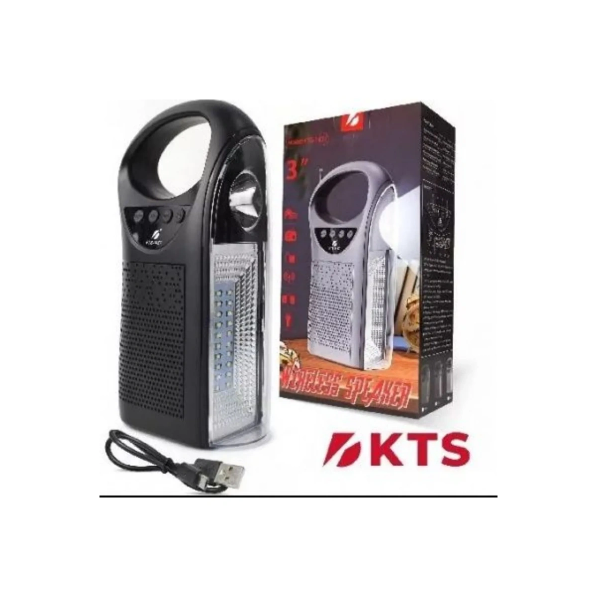 Kts-1437 Güneş Panelli Lamba Ve Radio Ses Bombası Siyah