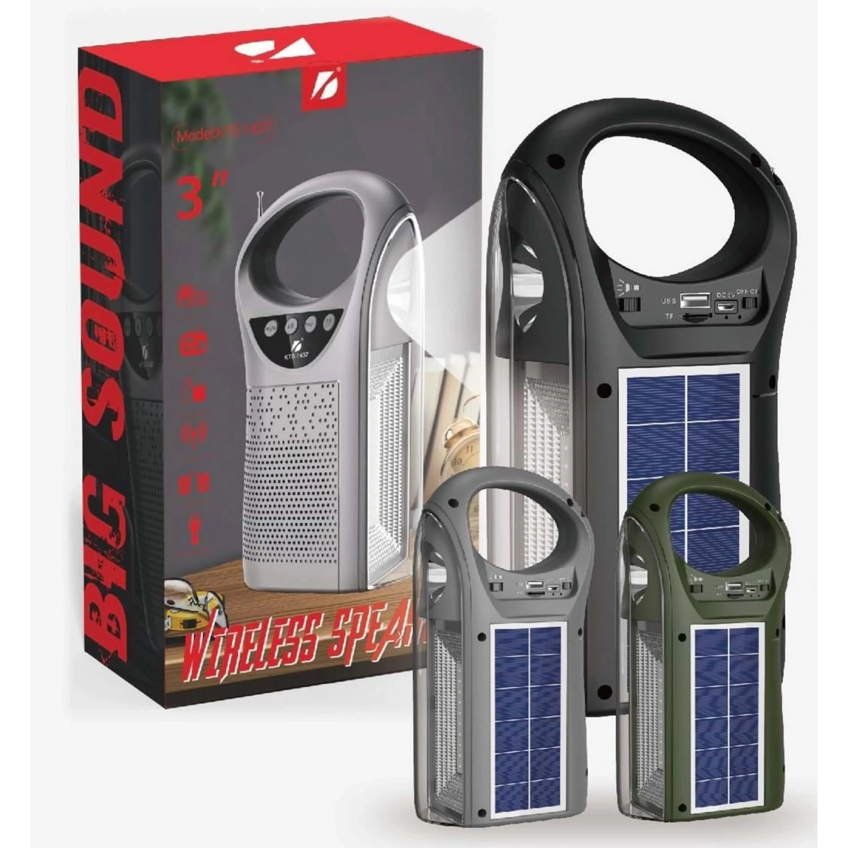 Kts-1437 Güneş Panelli Lamba Ve Radio Ses Bombası Siyah