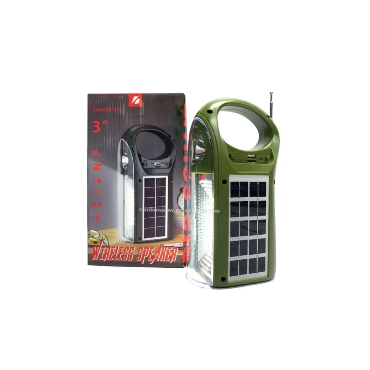 Kts-1437 Güneş Panelli Lamba Ve Radio Ses Bombası Yeşil