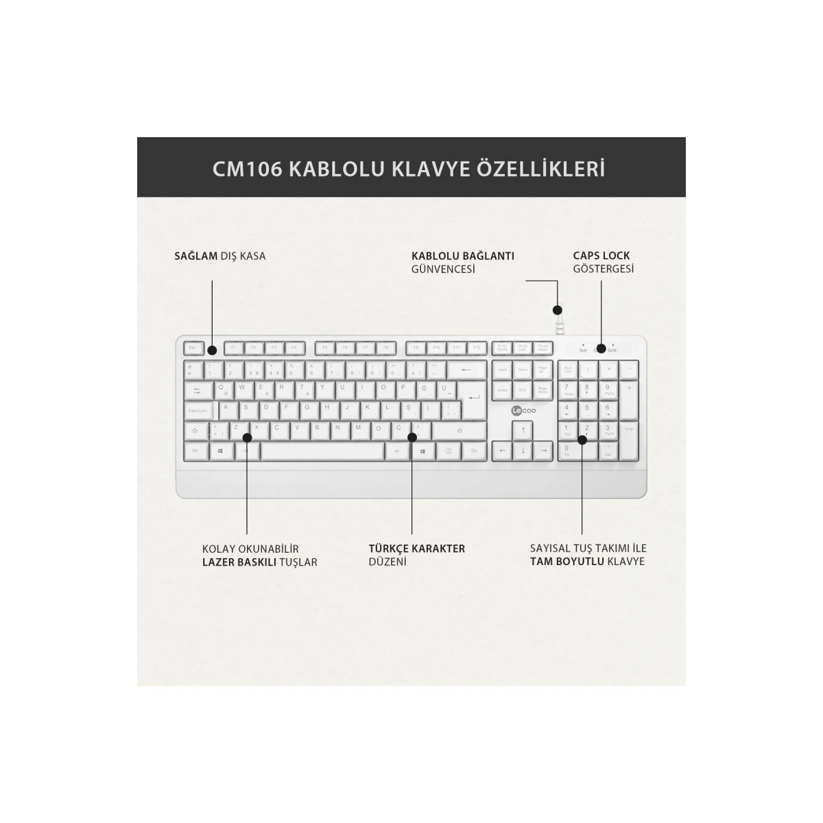 Lecoo Lenovo Cm106 Kablolu Klavye Ve Mouse