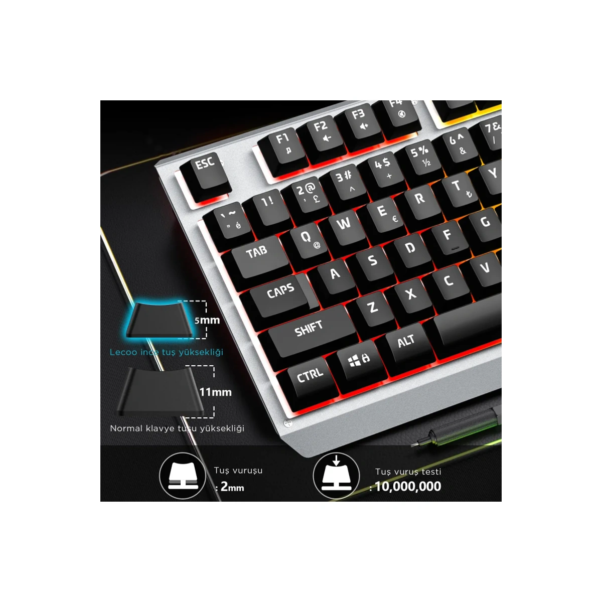 Lecoo Lenovo Kablolu Rgb Oyuncu Klavye Kb121