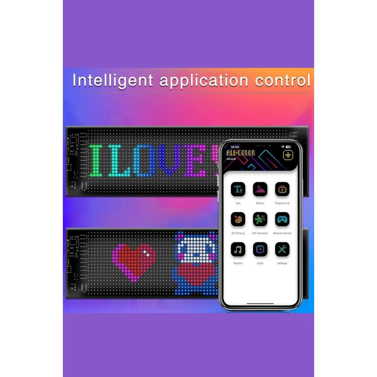 Led Matrix Panel Led-01 16X64 Led 90*370 MM