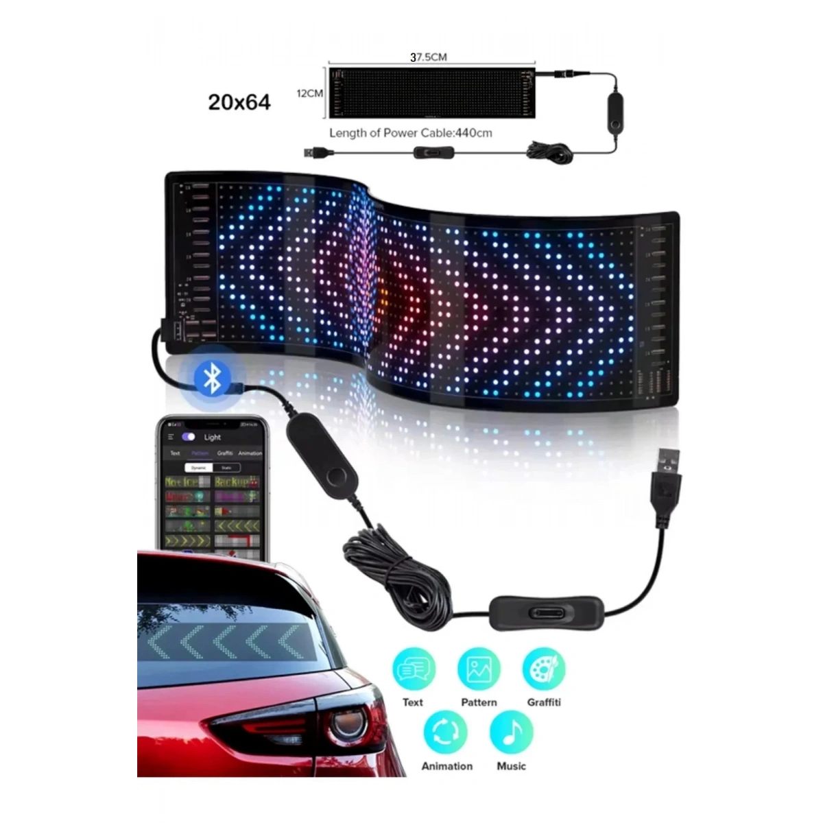 Led Matrix Panel Led-02 20X64 Led 100*330 MM