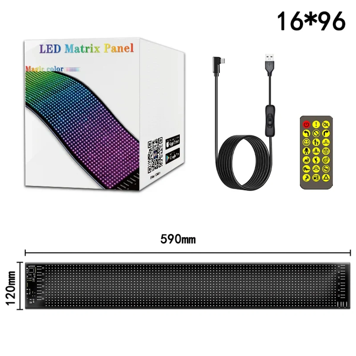 LED MATRİX PANEL LED-03 16X96 LED 120*600 MM