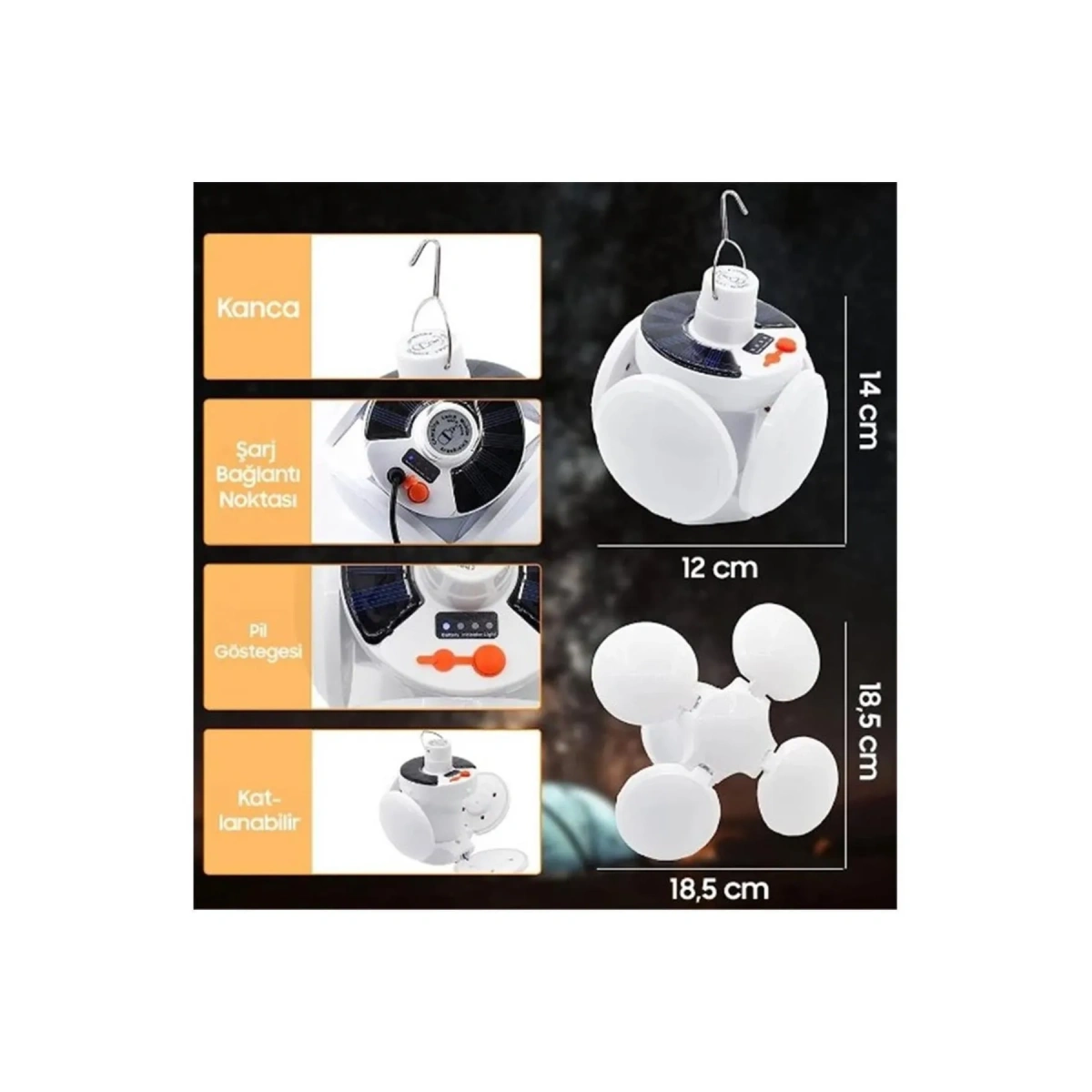 Ledli Güneş Panelli Gece Lambası Pr-2038