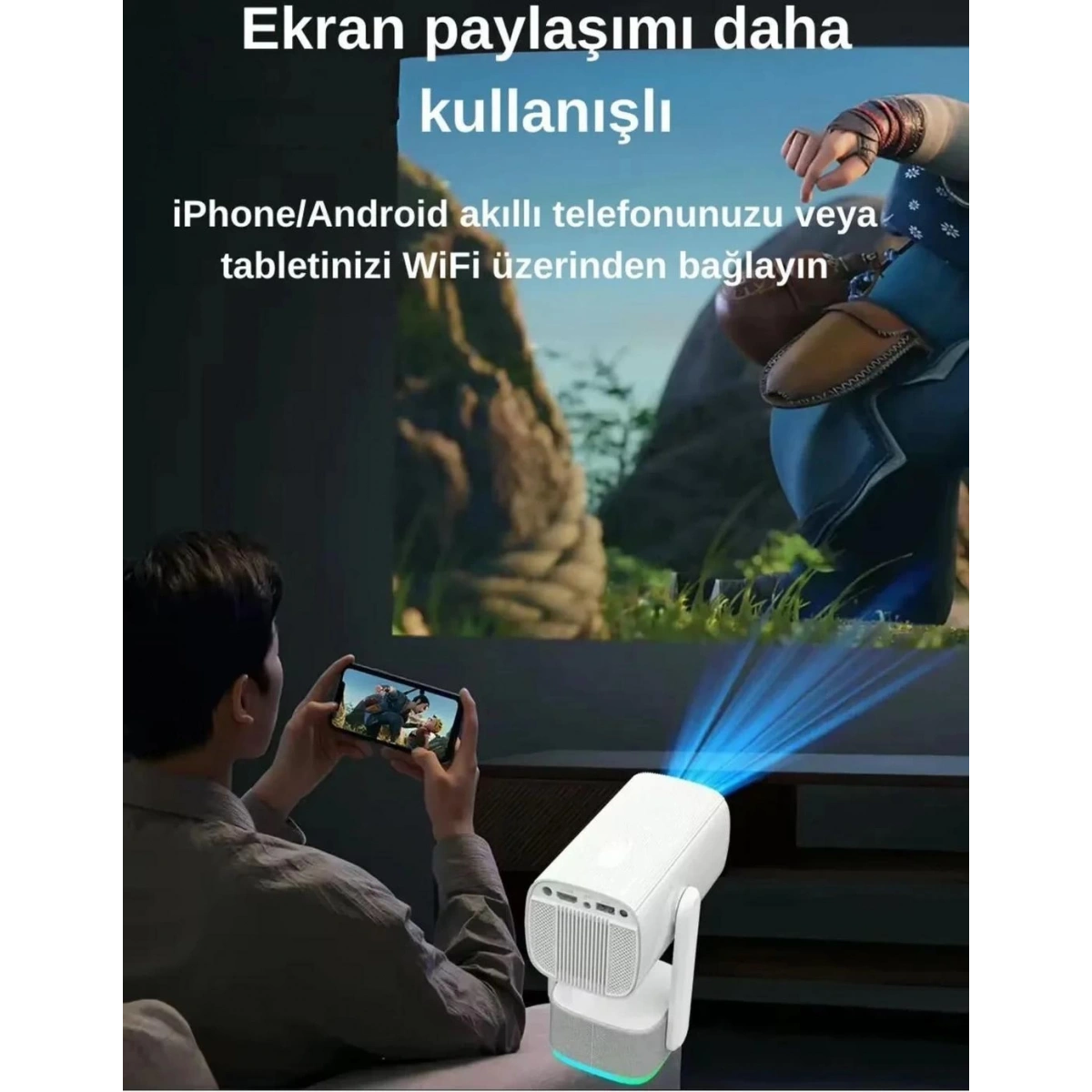 Lensun Projeksiyon Şarjlı New 14 Beyaz