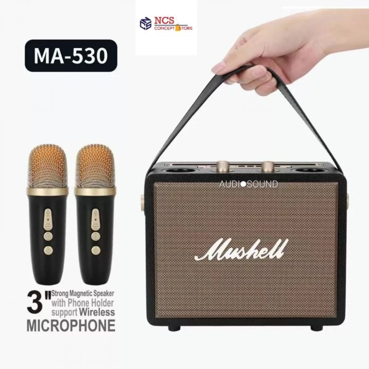 Ma530 Sp-10 Ahşap 2 Mikrofonlu Bluetooth Ses Bombası Siyah