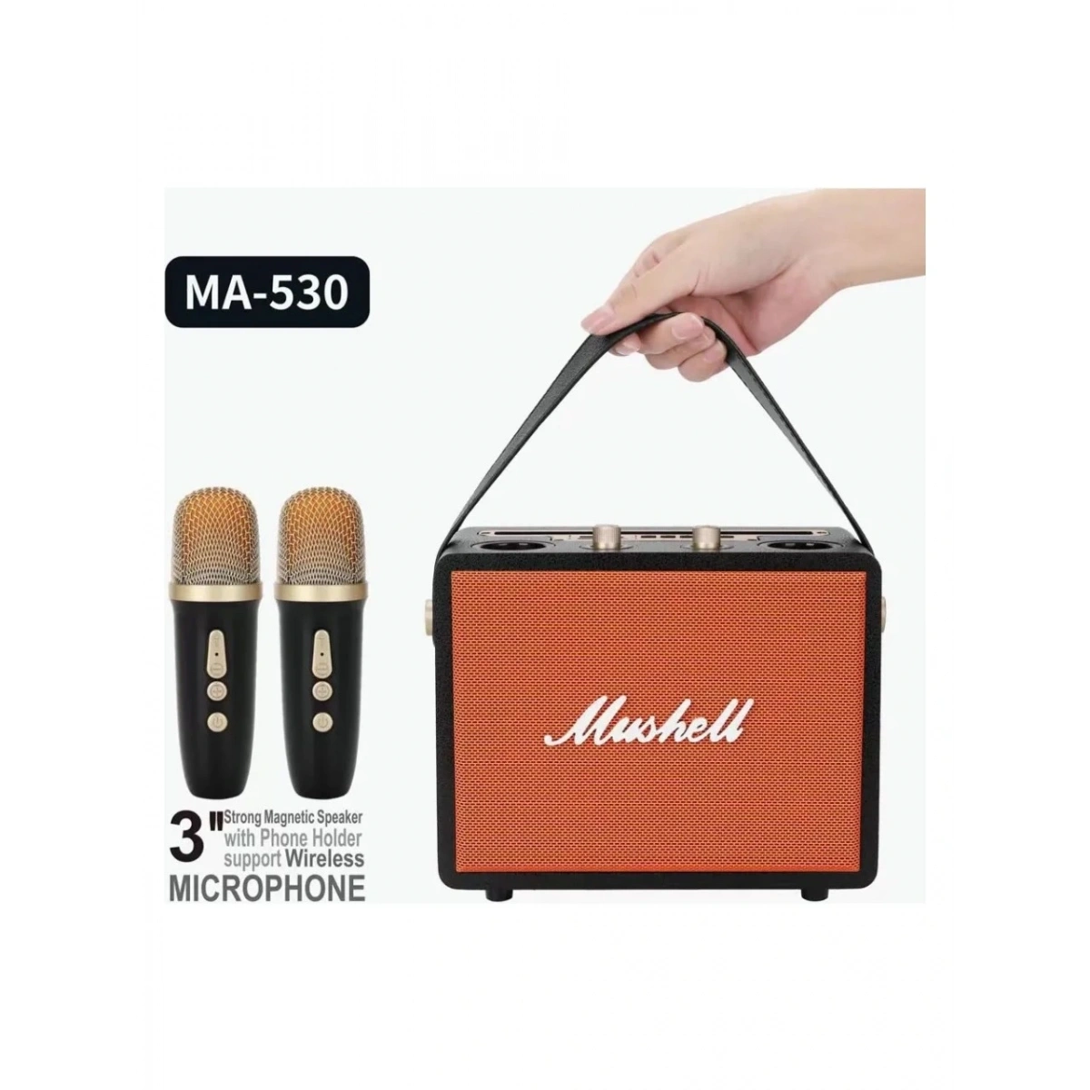 Ma530 Sp-10 Ahşap 2 Mikrofonlu Bluetooth Ses Bombası Siyah