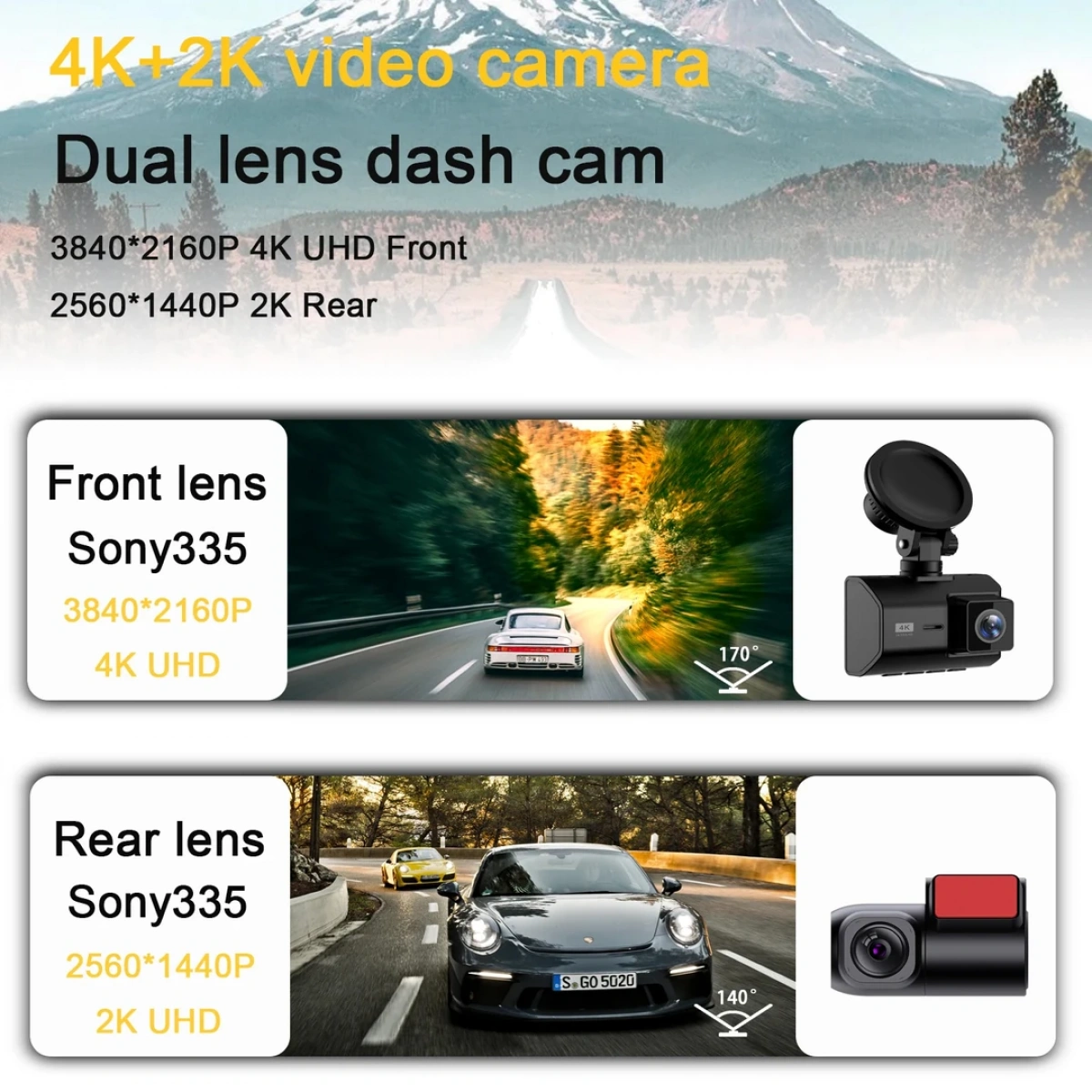 MB-5800 2 KAMERALI 4K ARAÇ KAMERASI 128GB DESTEKLİ