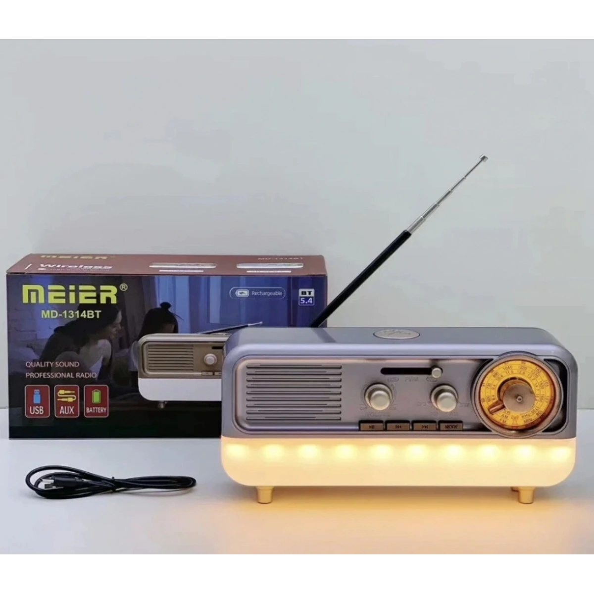 Md-1314 Işıklı Radio Ses Bombası Gold