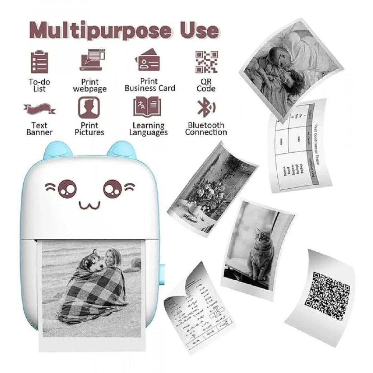 Mini Printer Pr-01 Termal Fotoğraf Yazıcısı Mavi