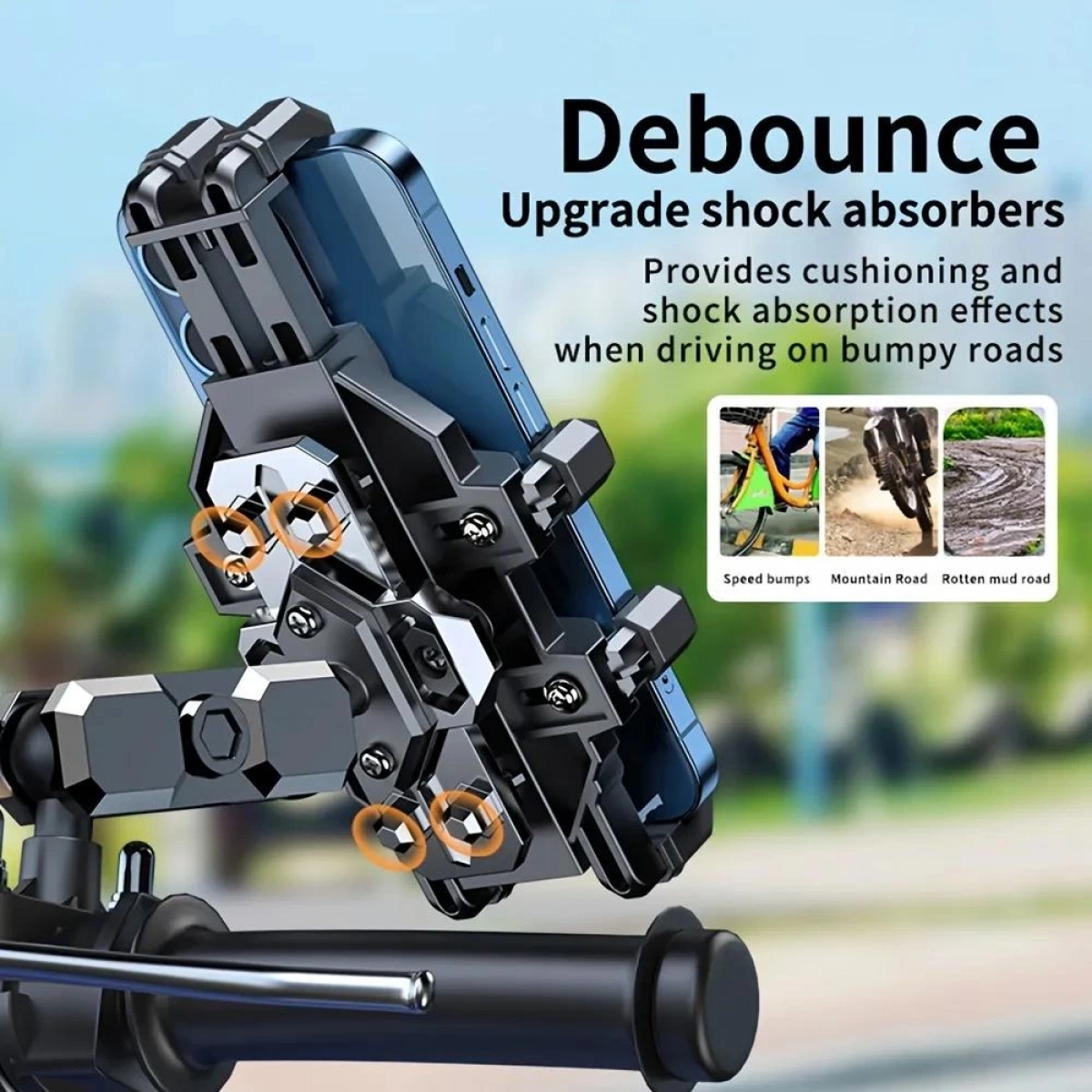 Motosiklet Gidon Yaylı Telefon Tutucu H08