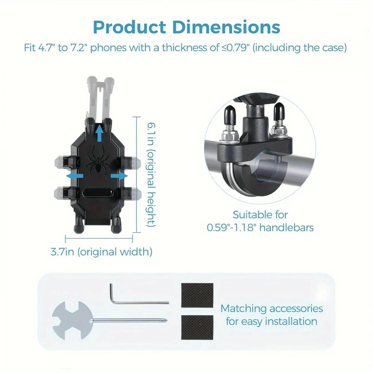 Motosiklet Gidon Yaylı Telefon Tutucu H08