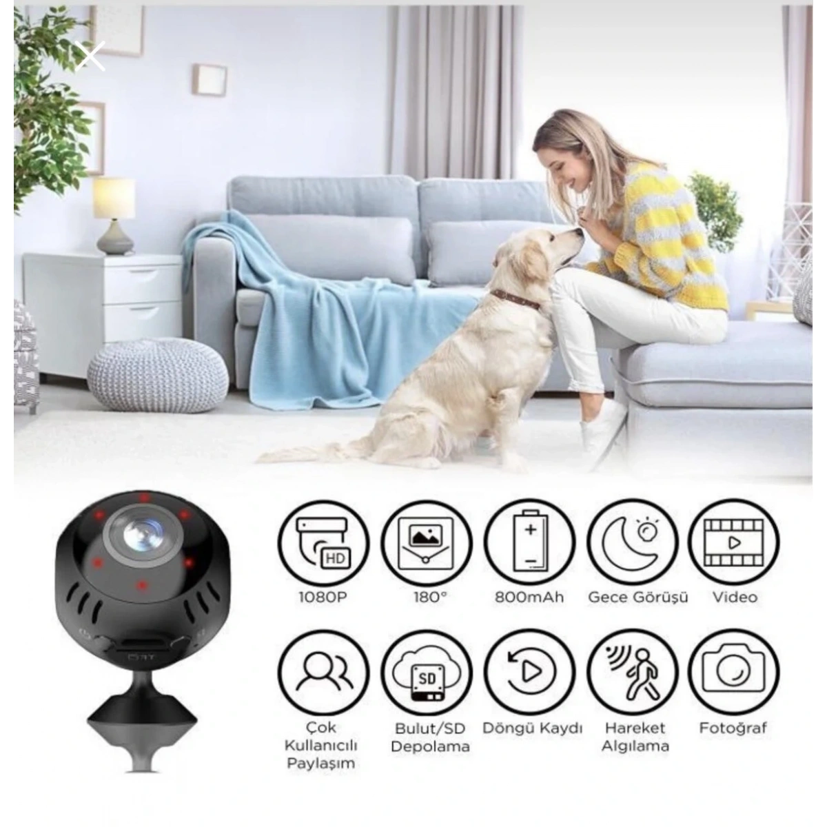 O-Kam Şarjlı Mıknatıslı Mini Balıkgözü Kamera TRM-CMR32