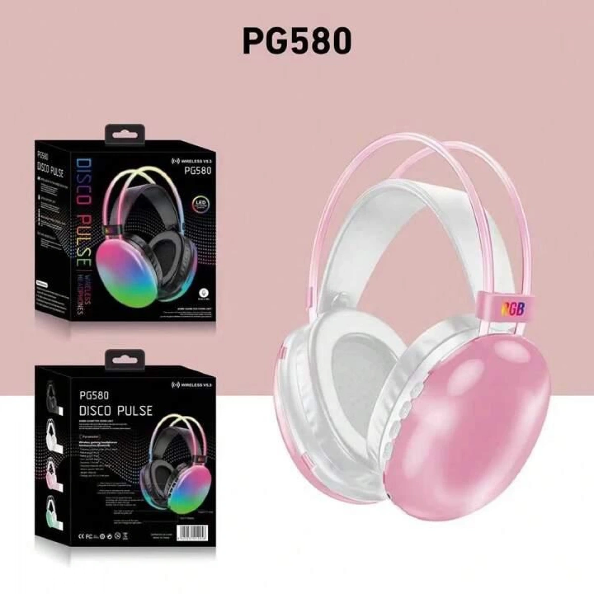 PG580 RGB KULAKÜSTÜ BLUETOOTH KULAKLIK PEMBE