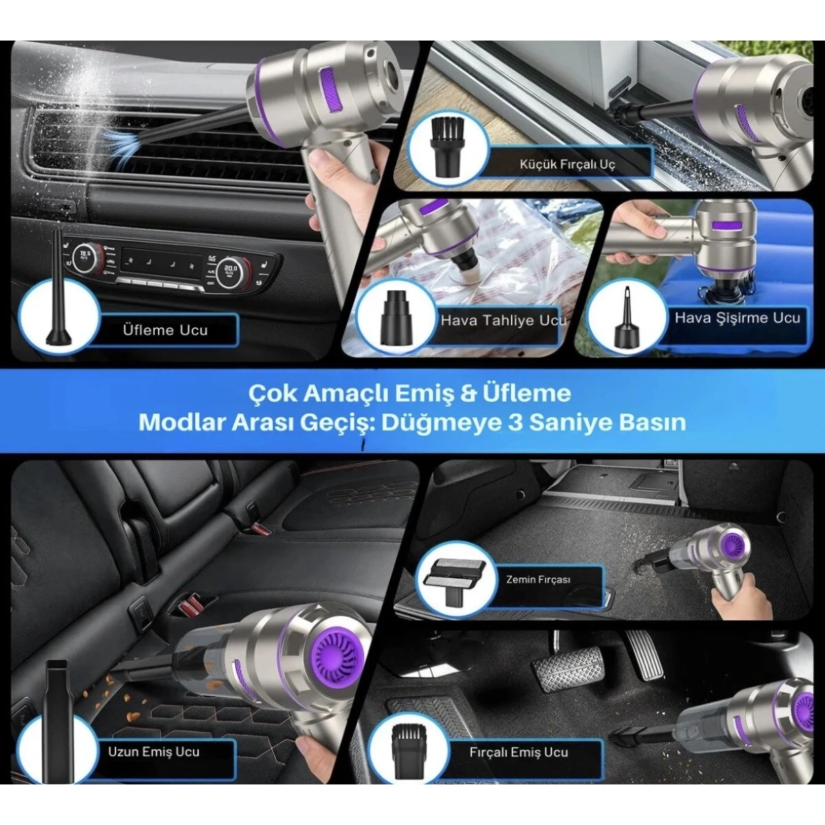 Şarjlı Araç Süpürgesi Ve Üfleme Çantalı Cs59 Plus Max