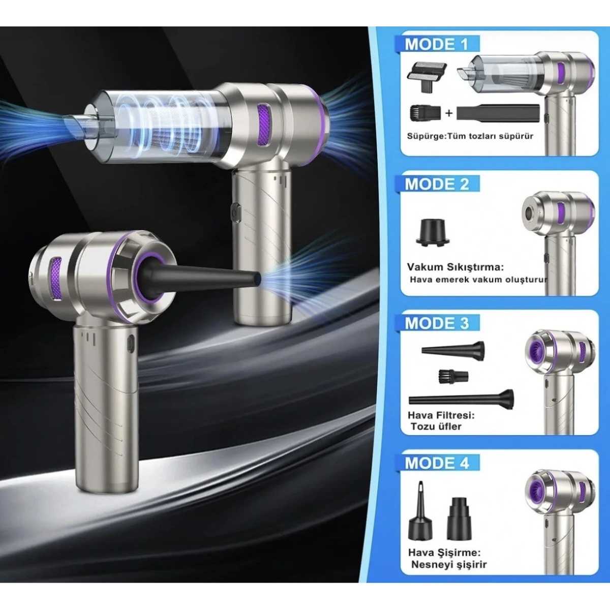 Şarjlı Araç Süpürgesi Ve Üfleme Çantalı Cs59 Plus Max