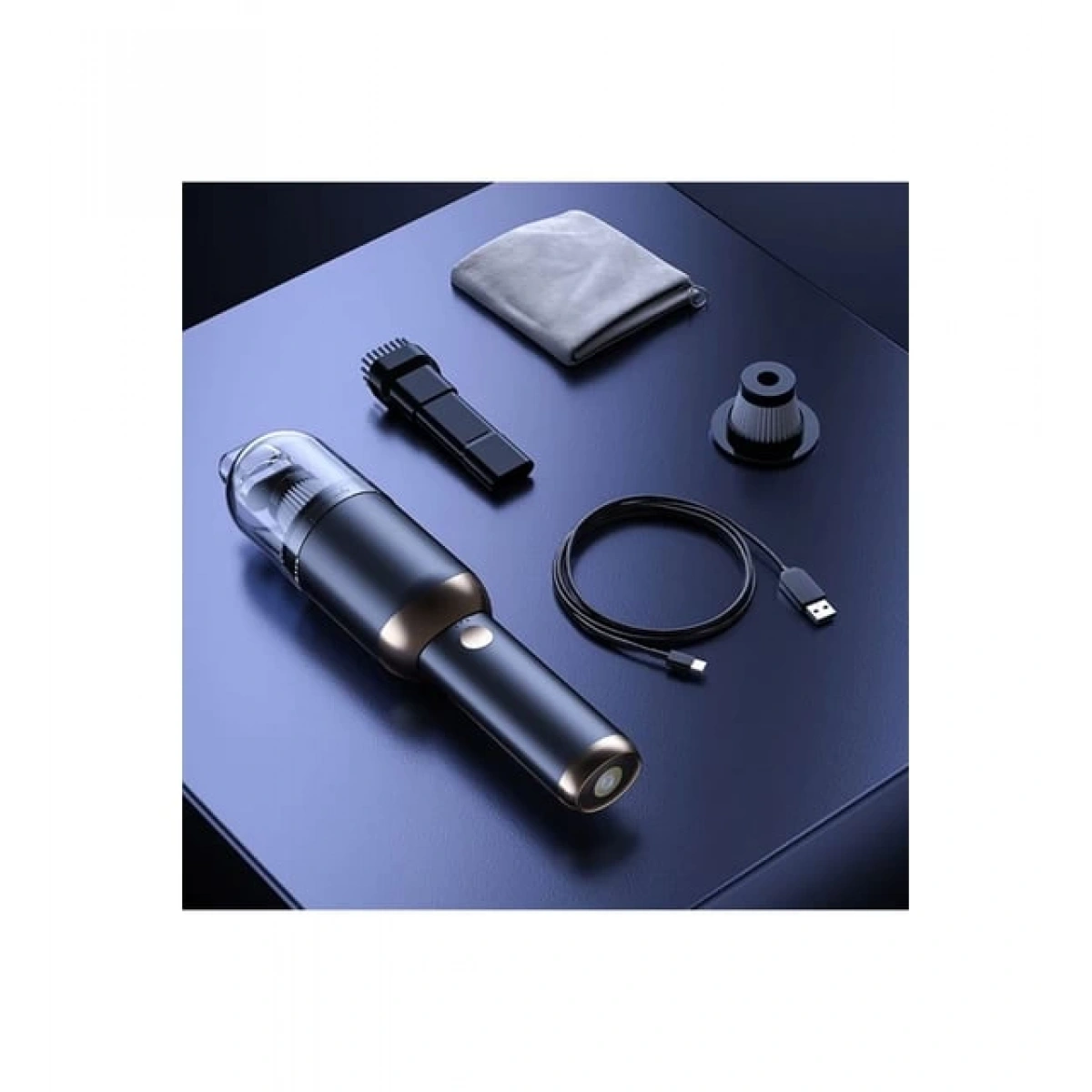 Şarjlı Işıklı Araç Elektrikli Süpürgesi Q9 Siyah