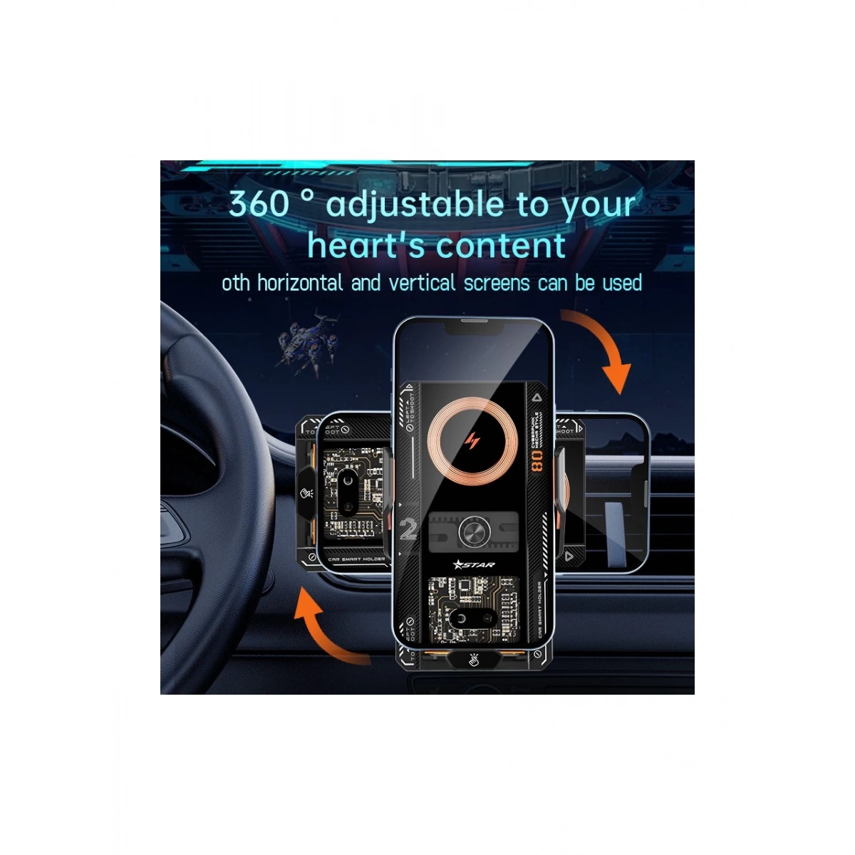 Smart 66W Kablosuz Şarjlı Telefon Tutucu T9