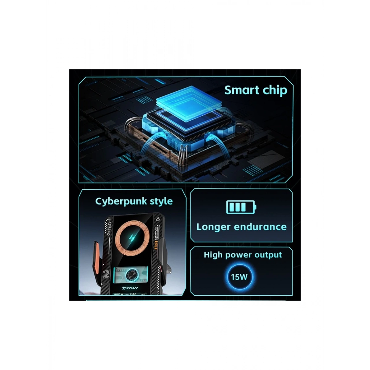 Smart 66W Kablosuz Şarjlı Telefon Tutucu T9