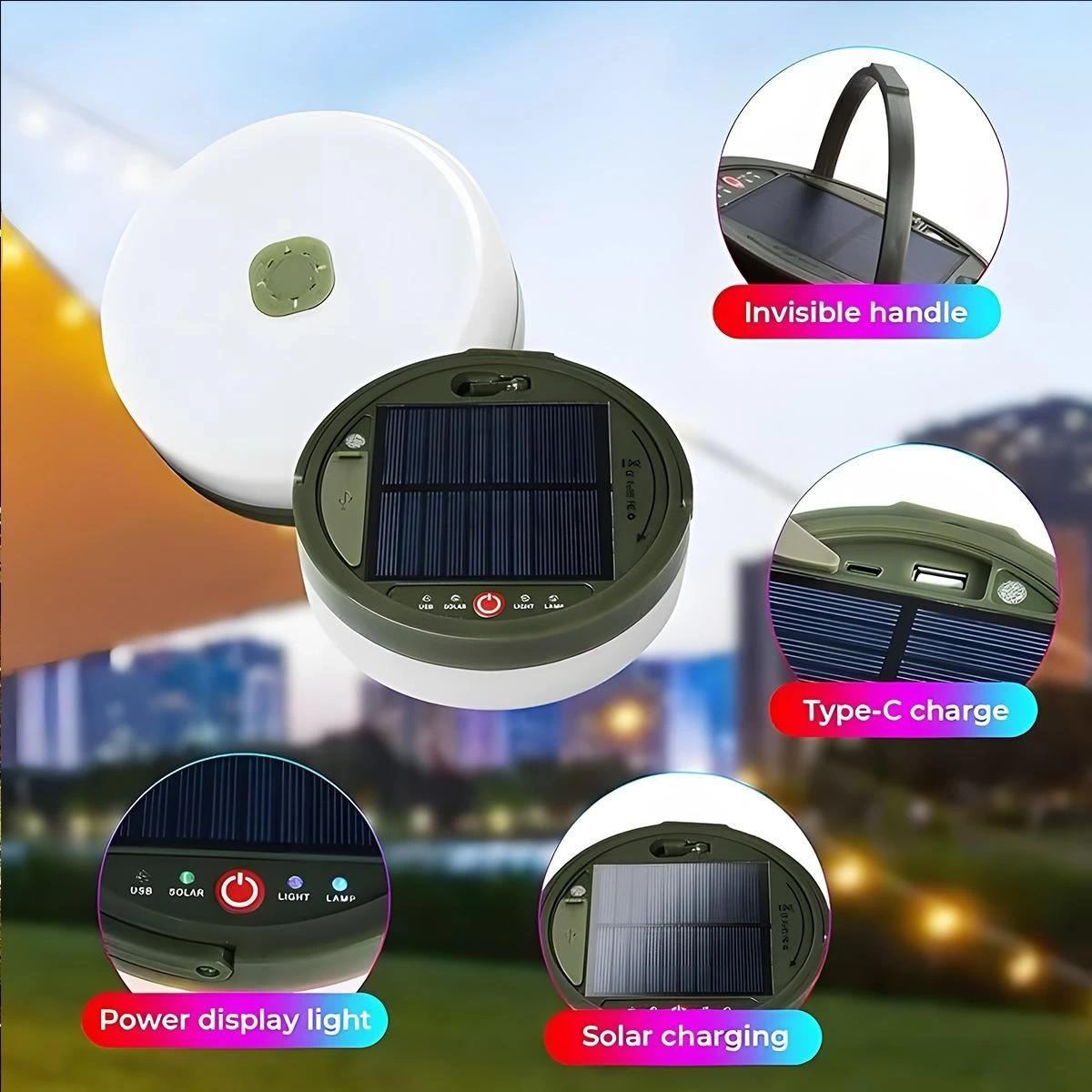 Solar Panelli Rgb 10m Kamp Lambası D88-2