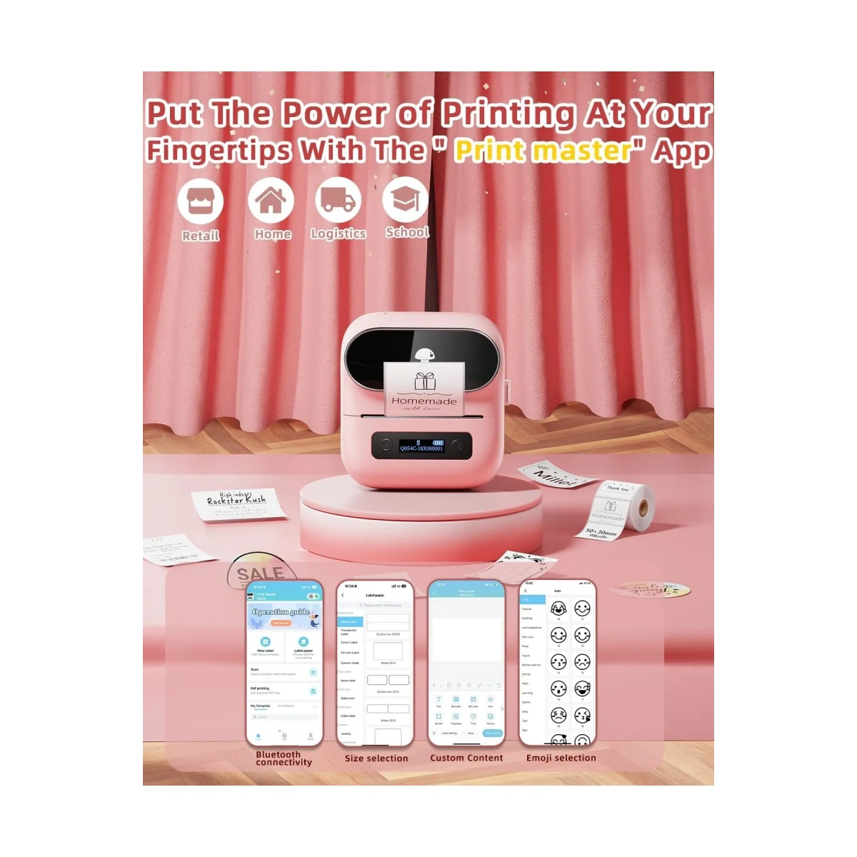 Taşınabilir Termal Yazıcı PT-260 Pembe