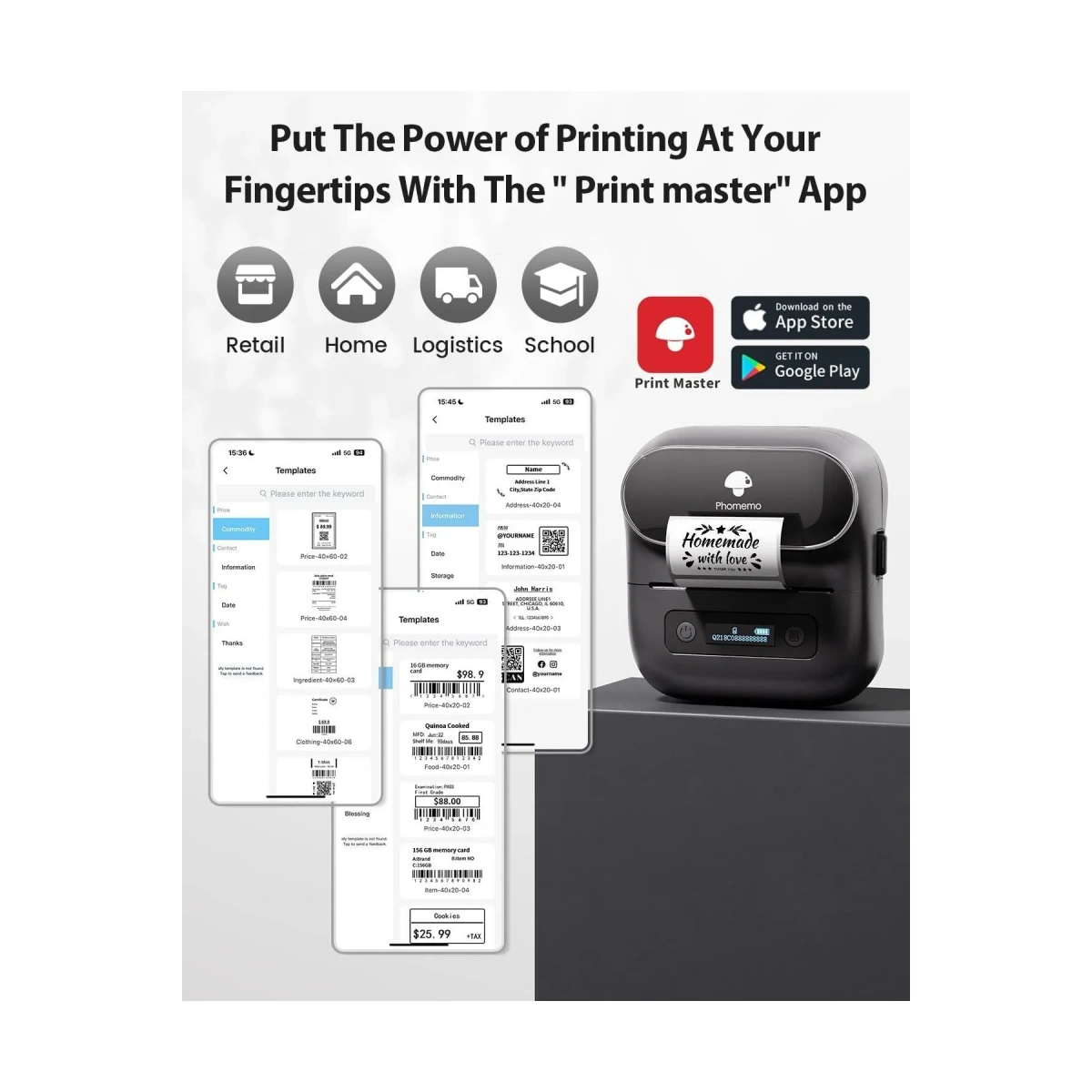 Taşınabilir Termal Yazıcı PT-260 Siyah