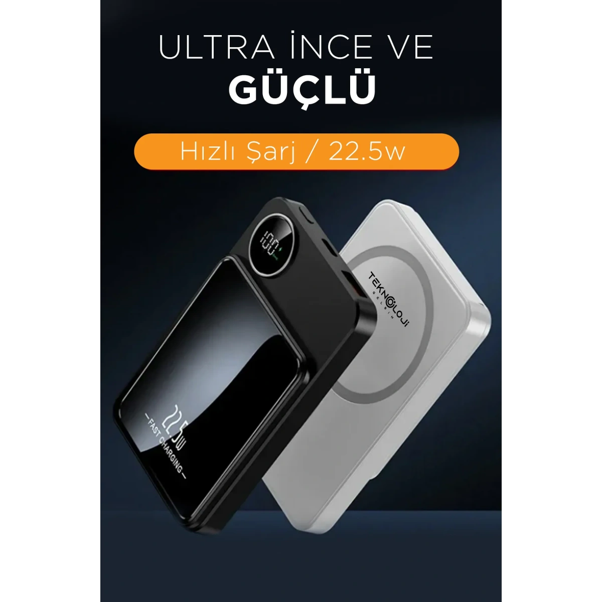 YK DESIGN 5000 MAH KABLOLU-22.5W MAGSAFE-15W POWERBANK YK-915 BEYAZ