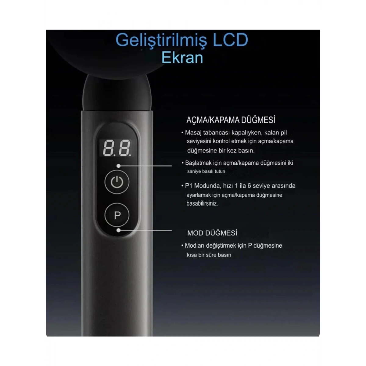 ZC-2025 Fascial Gun Masaj Aleti Gri